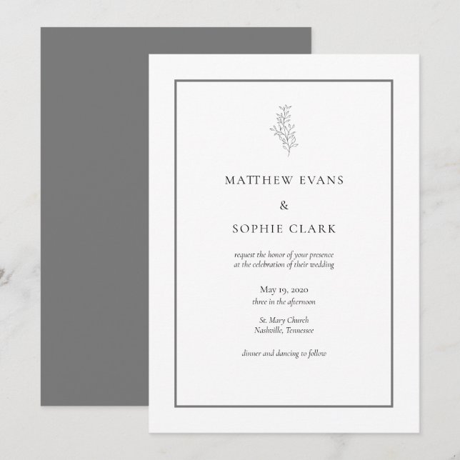 Faire-part de mariage moderne minimaliste (Devant / Derrière)