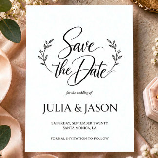 Faire-part de mariage moderne minimaliste à callig