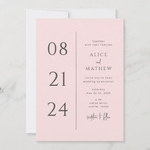 faire-part de mariage moderne minimaliste avec dat