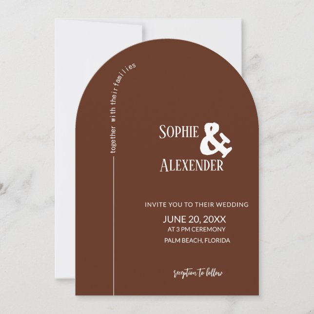 Faire-part de mariage moderne Mocha Brown Arch (Devant)