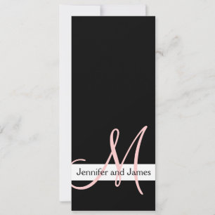 Faire-part de mariage moderne Monogramme rose noir