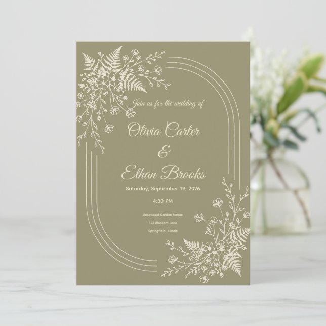Faire-part de mariage moderne neutre (Debout devant)