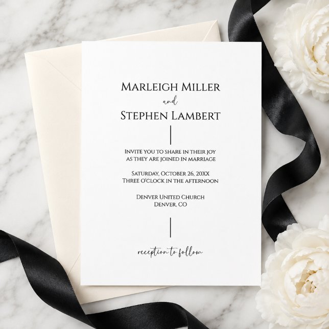 Faire-part de mariage moderne noir et blanc (Créateur téléchargé)