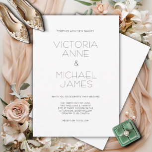 Faire-part de mariage moderne noir et blanc