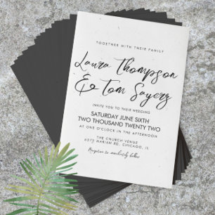 Faire-part de mariage moderne noir et blanc Ink Sc