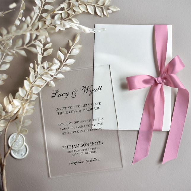 Faire-part de mariage moderne noir et blanc script (Créateur téléchargé)