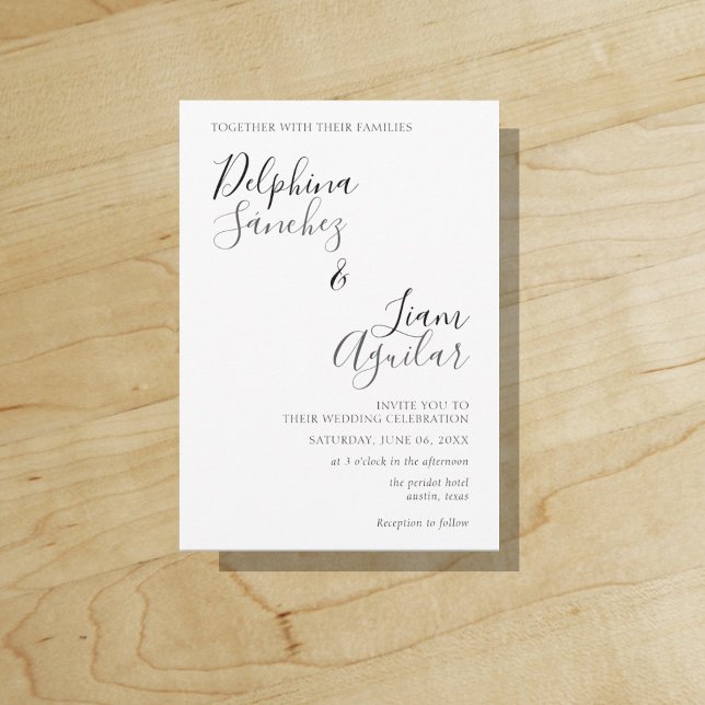Faire-part de mariage moderne noir et gris à petit ("Everyday is abundantly beautiful." 
Sincerely Best Wishes from Lucky Design World)