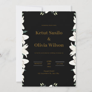 Faire-part de mariage moderne noir et or