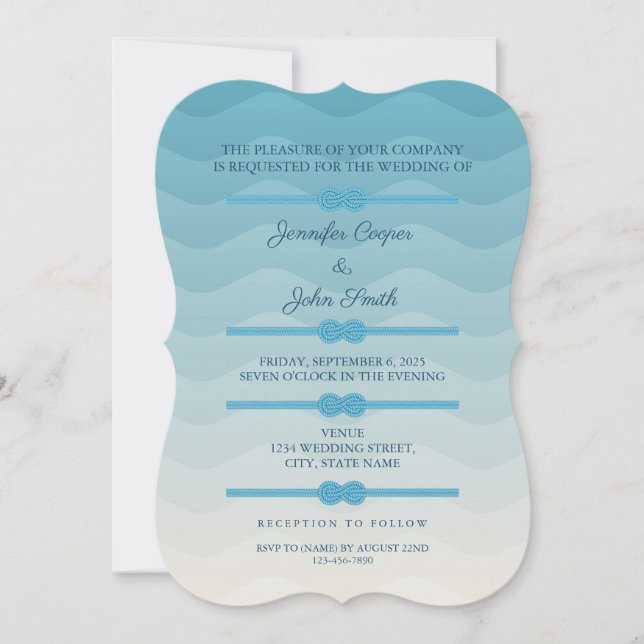 Faire-part de mariage moderne Pastel Ombre bleu Va (Devant)