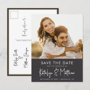 Faire-part de mariage moderne photo fun noir et bl