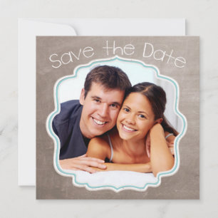 Faire-part de mariage moderne photo marron et bleu