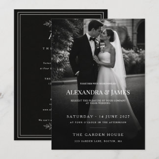 Faire-part de mariage moderne photo noir et blanc