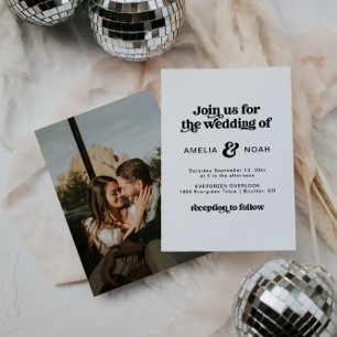 Faire-part de mariage moderne rétro des années 70