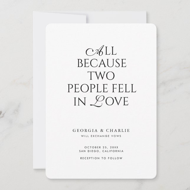 Faire-Part de Mariage Moderne Romantique Typograph (Devant)