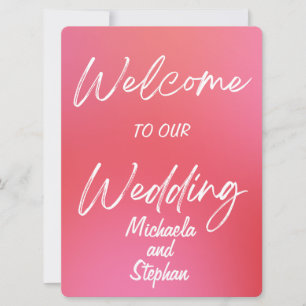 Faire-part de mariage moderne rose et orange couch