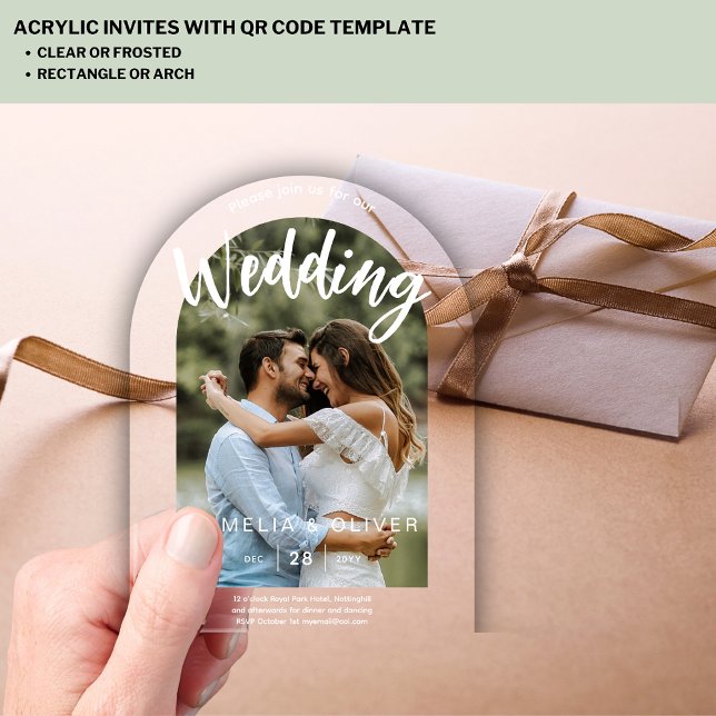 Faire-part de mariage moderne simple en acrylique  (Créateur téléchargé)