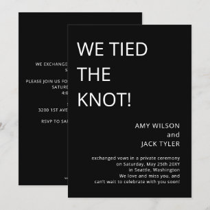 Faire-part de mariage moderne simple noir et blanc