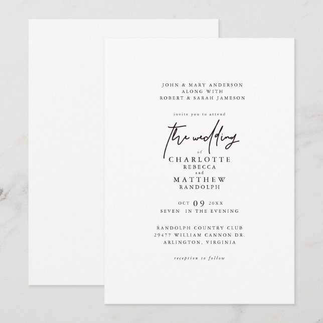 Faire-part de mariage moderne simple pour les deux (Devant / Derrière)