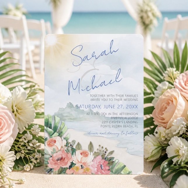 Faire-part de mariage moderne sur la plage (Créateur téléchargé)