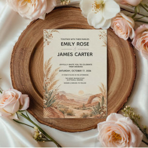 Faire-part de mariage moderne terracotta désertiqu