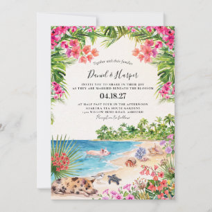 Faire-part de mariage moderne tropical aux Bahamas