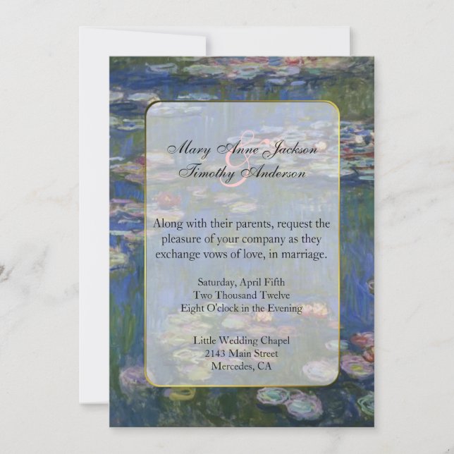 Faire-part de mariage Monet Water Lilies (Devant)