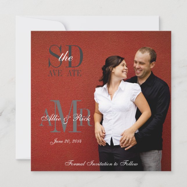Faire-part de mariage Monogram Photo Enregistrer l (Devant)