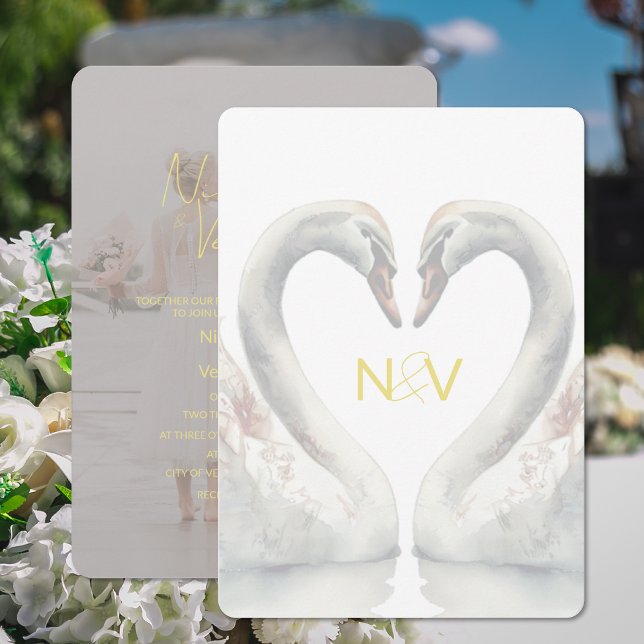 Faire-part de mariage monogramme (Monogram Wedding Invitation (front and back))