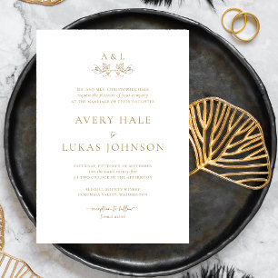 Faire-part de mariage Monogramme blanc et or