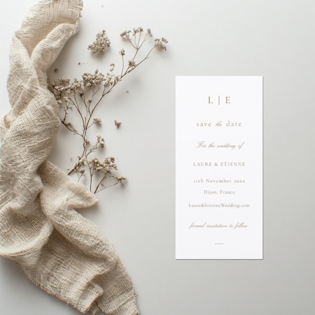 Faire-part de mariage Monogramme Blanc Rose Save T (Créateur téléchargé)