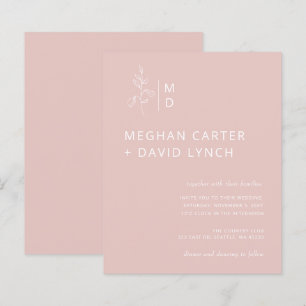 Faire-part de mariage Monogramme Botanique Blush B