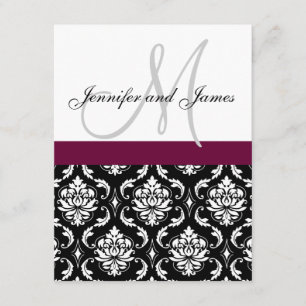 Faire-part de mariage Monogramme Bourgogne Noir Da