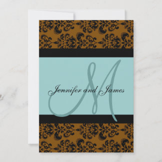 Faire-part de mariage Monogramme Brown bleu