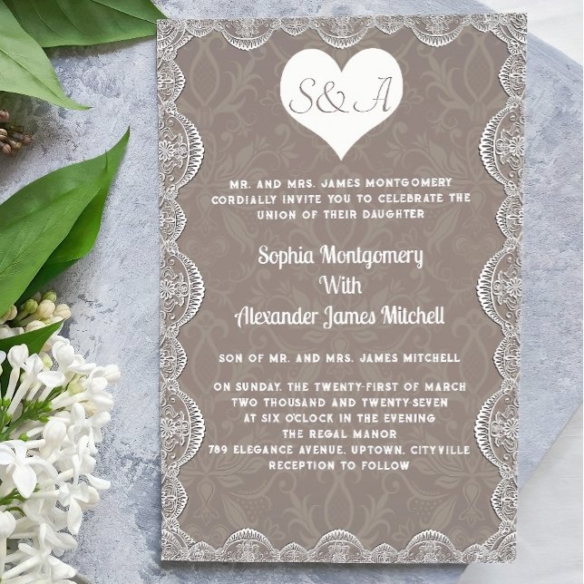 Faire-part de mariage Monogramme Code QR (sample wedding invitations, wedding invitation qr code download, wedding invitation qr code app)