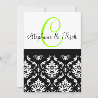 faire-part de mariage Monogramme Damas Noir