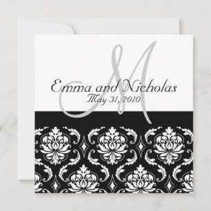 Faire-part de mariage Monogramme Damas - Vue arriè
