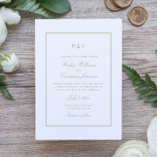 Faire-Part de Mariage Monogramme d'Ancre Vert Saug