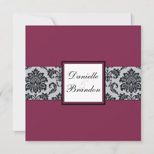 Faire-part de mariage Monogramme de Damask de Bour (Devant)