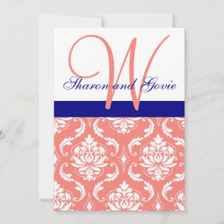 Faire-part de mariage monogramme de la marine Cora