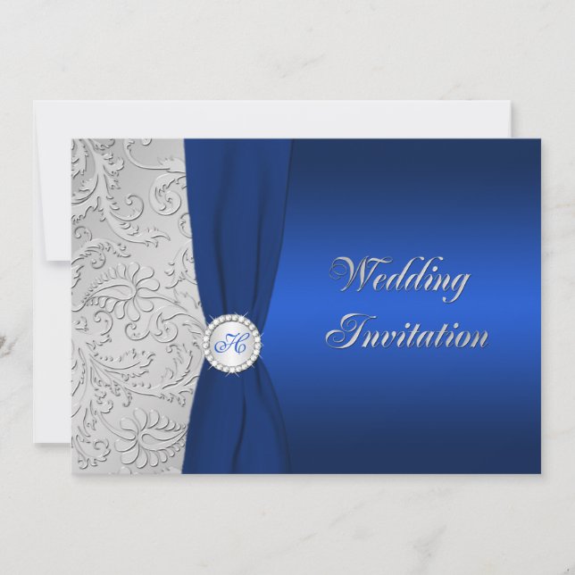 Faire-part de mariage Monogramme de la marine et d (Devant)
