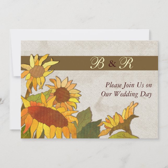 Faire-part de mariage Monogramme des tournesols (Devant)