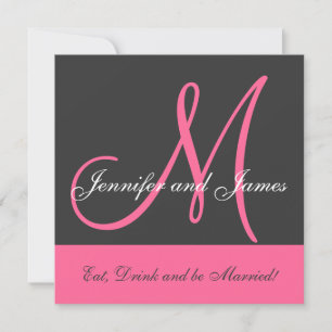 Faire-part de mariage Monogramme Dit Nom rose Grey