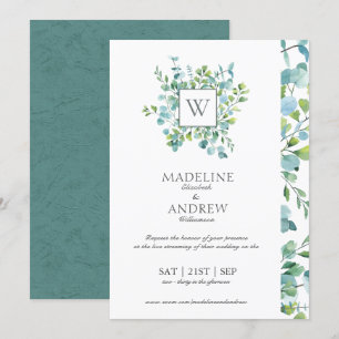 Faire-part de mariage Monogramme Eucalyptus Virtue