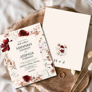Faire-part de mariage Monogramme Fleur sauvage mod