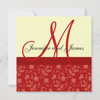 faire-part de mariage Monogramme Floral Crème roug