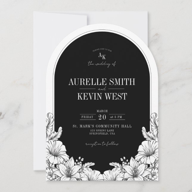 Faire-part de mariage monogramme floral rustique n (Devant)