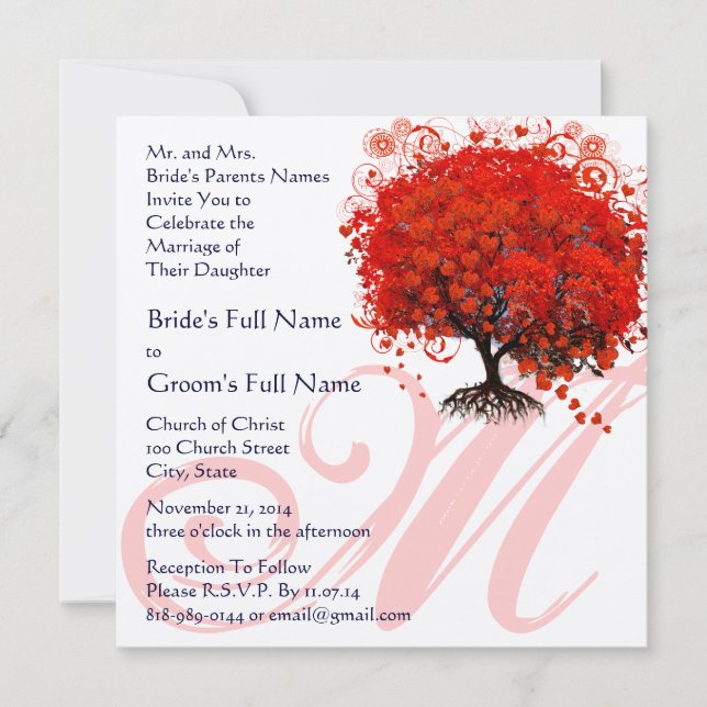 Faire-part de mariage Monogramme Gothique Arbre d' (Devant)