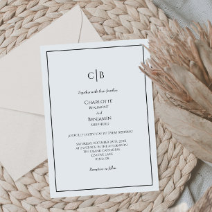 Faire-part de mariage monogramme minimaliste simpl