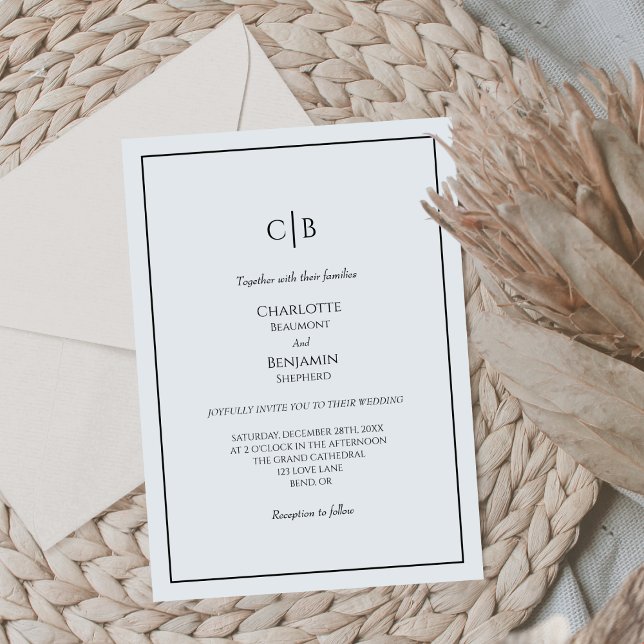 Faire-part de mariage monogramme minimaliste simpl (Créateur téléchargé)