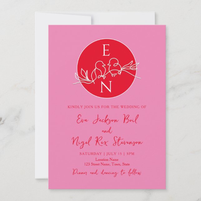 Faire-part de mariage Monogramme moderne (Devant)